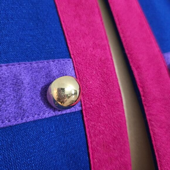 Vintage Mountain Home Chicago Wool Suede Blend Blue Pink Military Blazer 8 - Picture 9 of 12